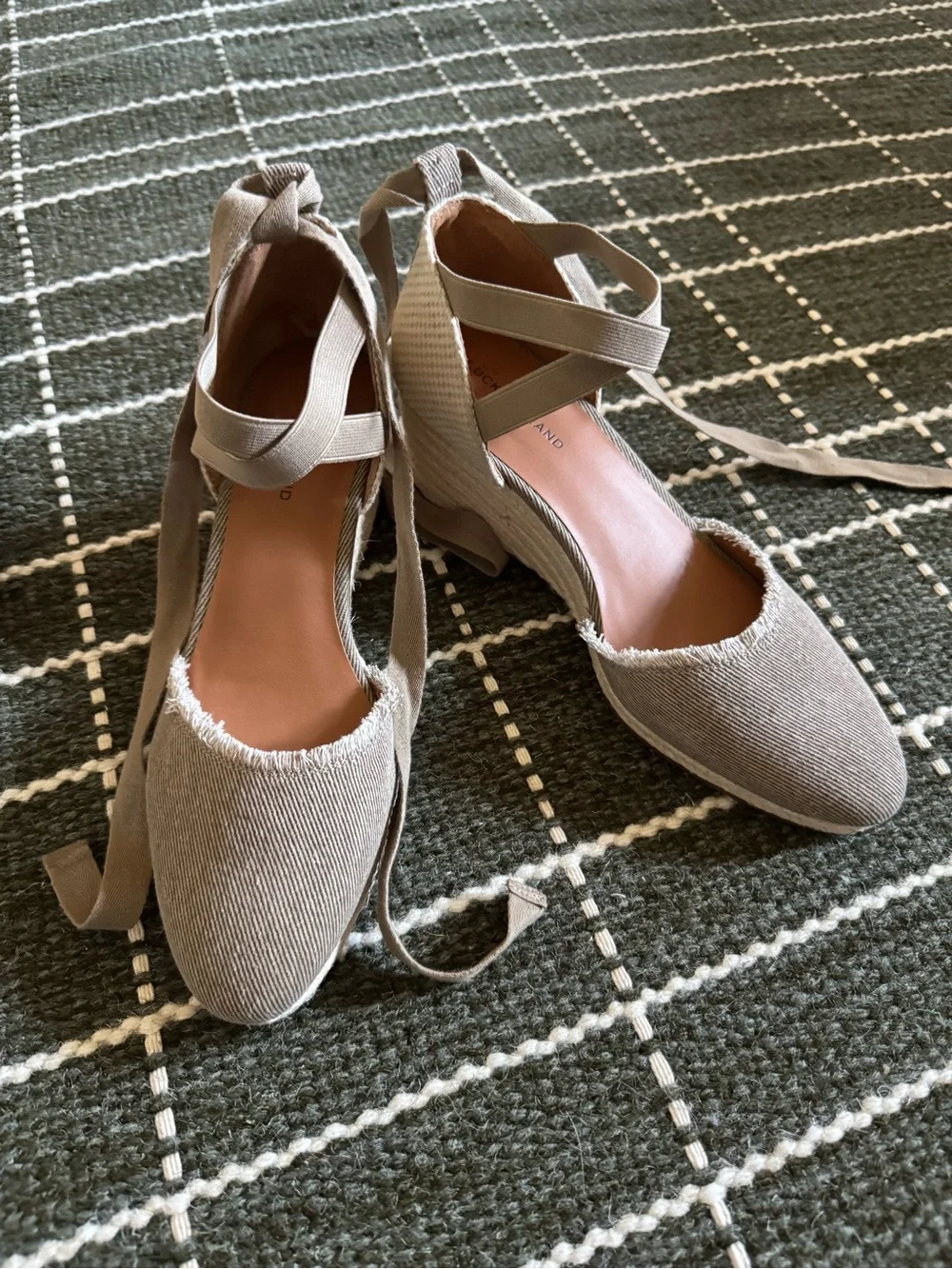 Lucky Brand Beige Lace-Up Espadrille Wedges